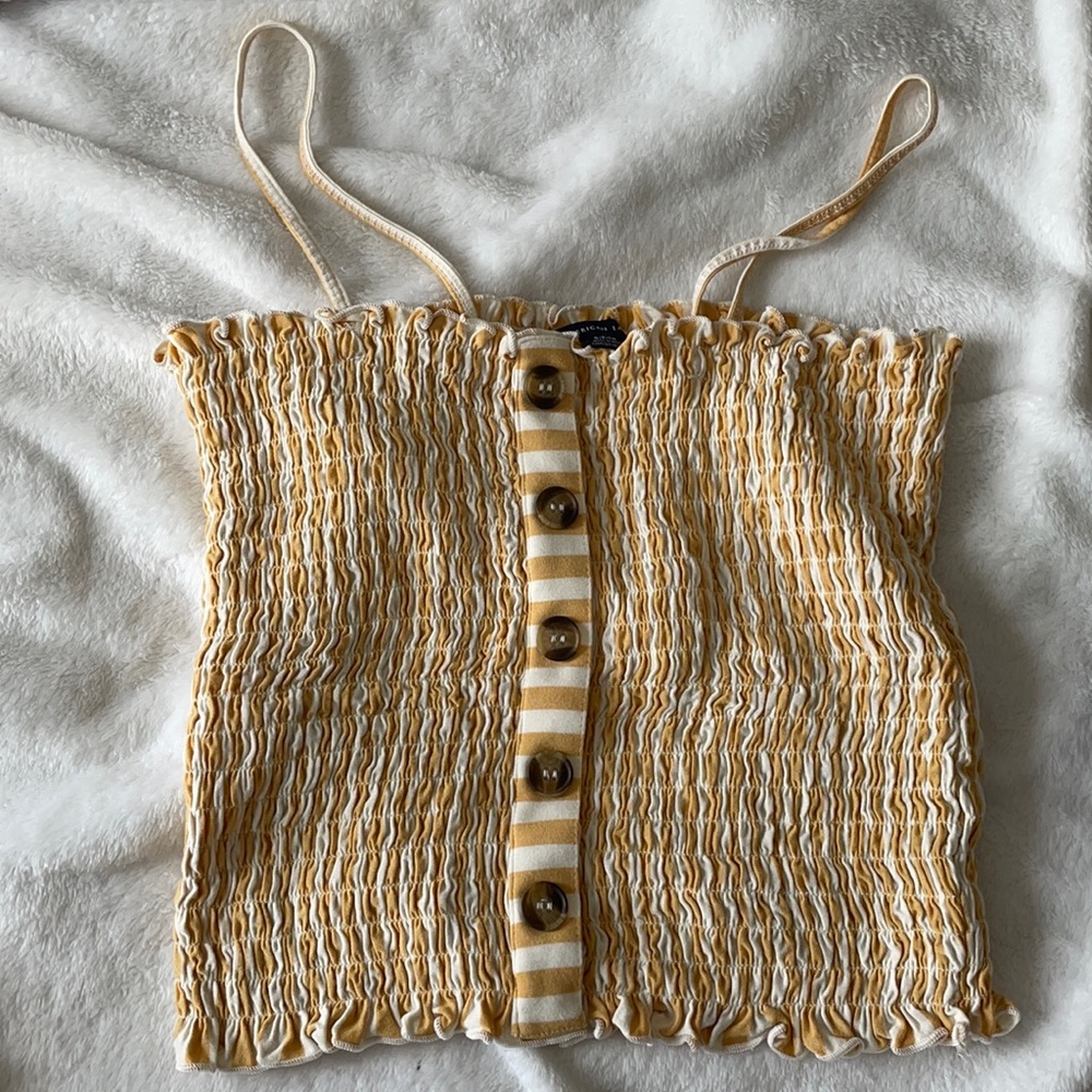 AE yellow gingham top